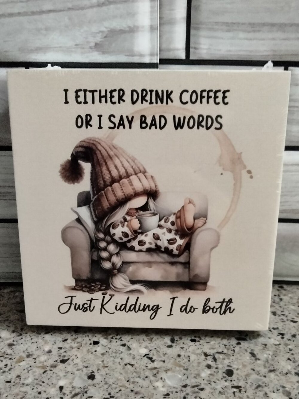 Humorous Coffee Lover Wood Box Sign
